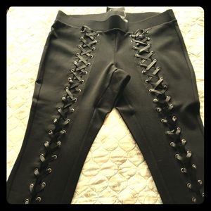 Black lace up pants